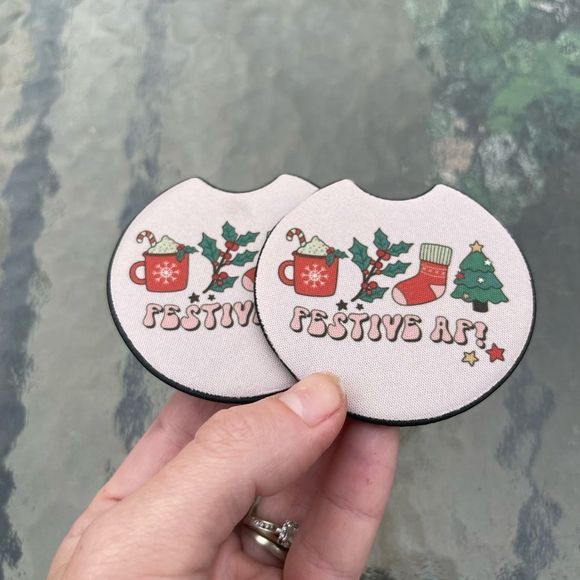 Festive AF Car Coaster Set | Christmas Coaster Set - Picture 3 of 12